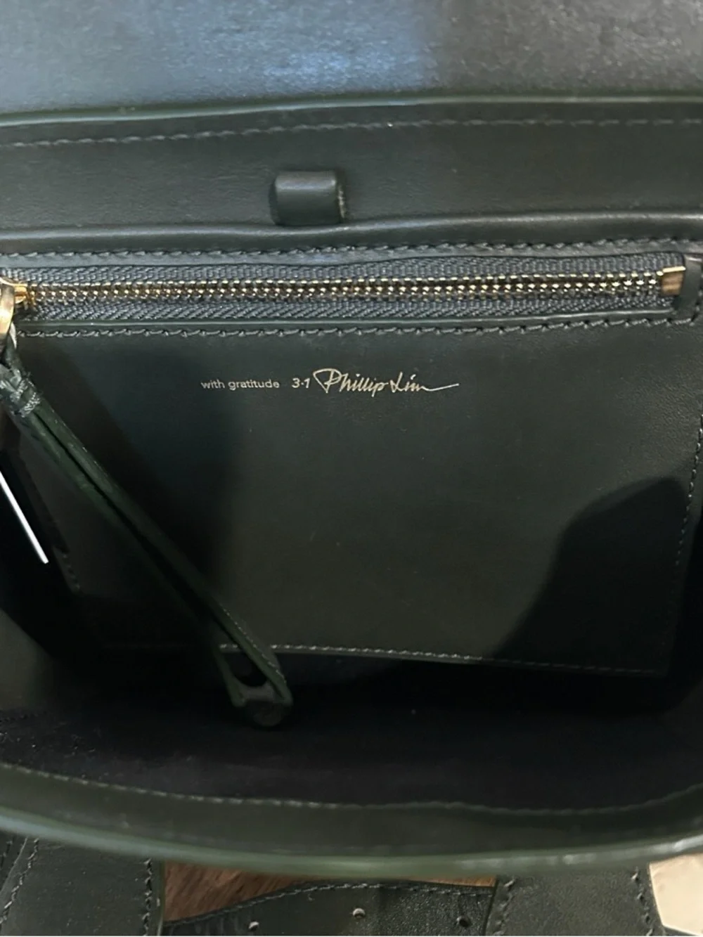 3.1 Phillip Lim Dark Green Leather Mini Satchel with Gold Hardware